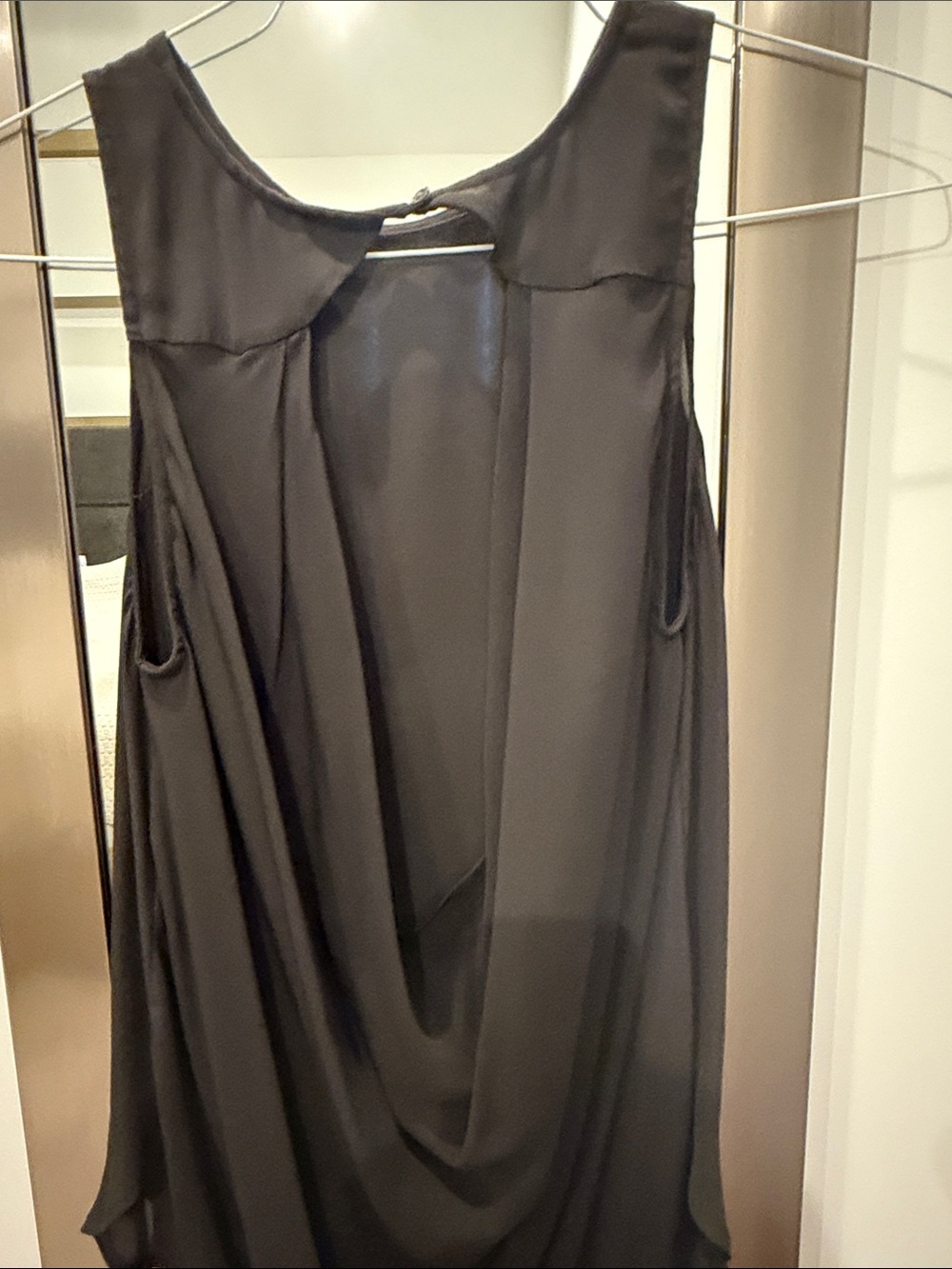 Haute Hippie Dark Brown Sheer Layered Sleeveless Blouse with Open Back - Picture 6 of 7